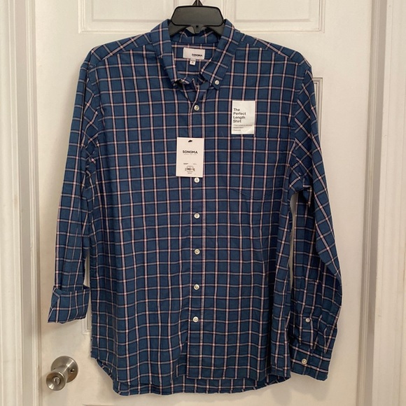 Sonoma Other - Sonoma Blue Gridlock Plaid Long Sleeve Button Up Shirt Men's XL NWT